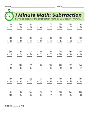 1 Minute Math: Subtraction large image