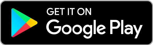 White Android Google Play logo with green, blue, red, and yellow triangle, against a black background