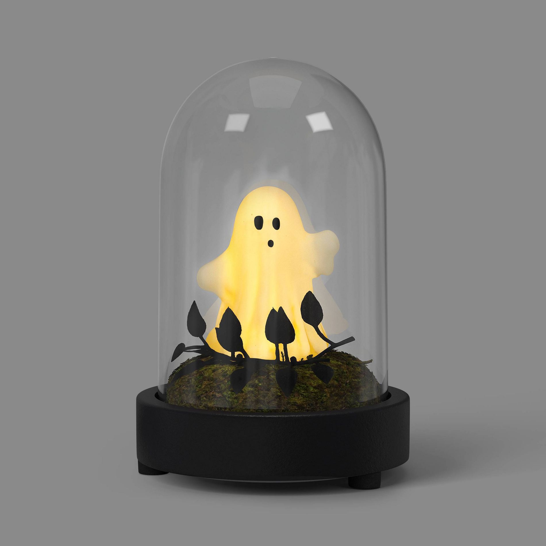Lit Plastic Ghost in Dome Decorative Cloche - Hyde and EEK! Boutique™: Halloween